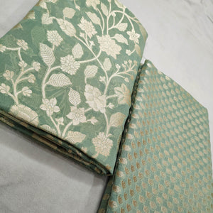 Light Green Handloom Georgette Silk Banarasi Suit