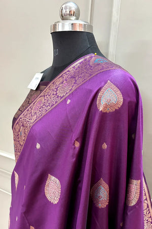 Magenta Resham Zari Silky Banarasi Saree