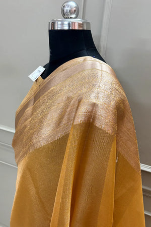 Mustard Golden Zari Tissue Silk Banarasi Saree
