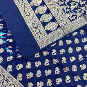 Navy Blue Shringar Katan Silk Banarasi Suit