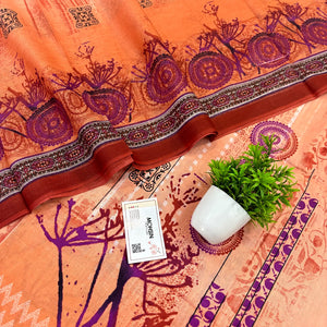 Orange Printed Cotton Silk Salwar Suit