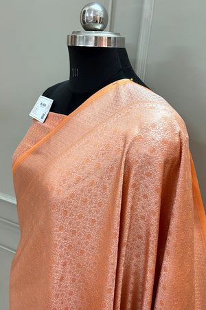 Peach Brocade Soft Silk Banarasi Saree