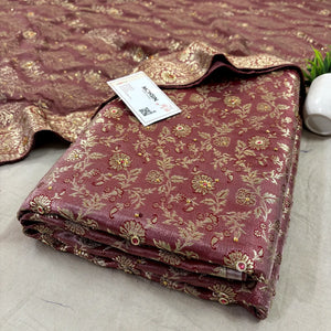 Peach Stone Work Kimkhab Silk Banarasi Gharara