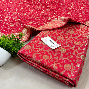 Peach Stone Work Kimkhab Silk Banarasi Gharara