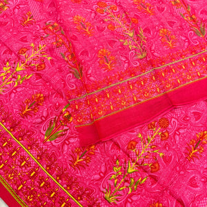 Pink Printed Cotton Silk Salwar Suit
