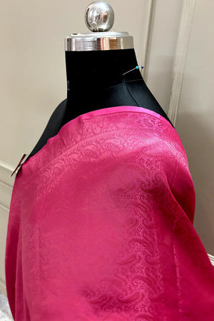 Pink Resham Zari Silk Banarasi Stole