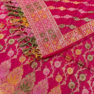 Pink Sindhuri Phool Resham Silk Banarasi Suit