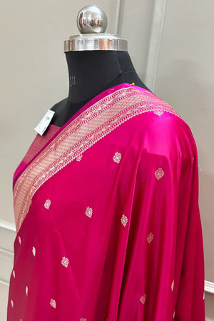 Pink Wazir Buti Katan Silk Banarasi Saree