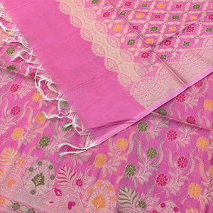 Pink Yoga Jaal Cotton Silk Banarasi Suit