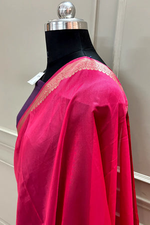Pink and Auda Resham Silky Banarasi Saree