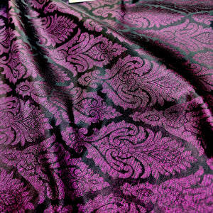 Purple Brocade Satin Silk Banarasi Fabric