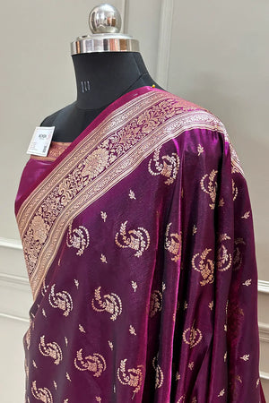 Purple Galaxy Buti Katan Silk Banarasi Saree