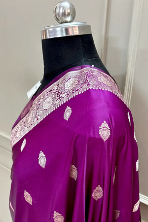 Purple Golden Zari Katan Silk Banarasi Saree