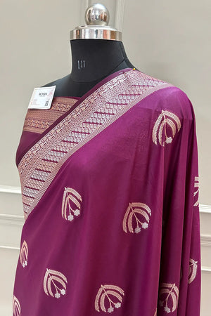 Purple Golden Zari Katan Silk Banarasi Saree