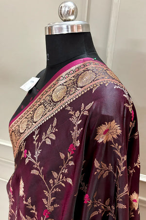 Purple Golden Zari Katan Silk Banarasi Saree