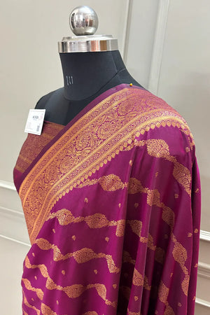 Purple Golden Zari Silky Banarasi Saree