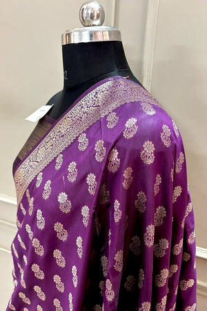 Purple Resham Zari Banarasi Silk Saree