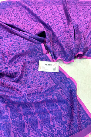 Purple Resham Zari Silk Banarasi Stole