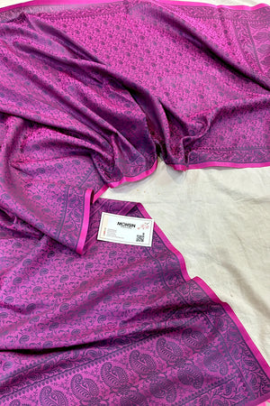 Purple Resham Zari Silk Banarasi Stole