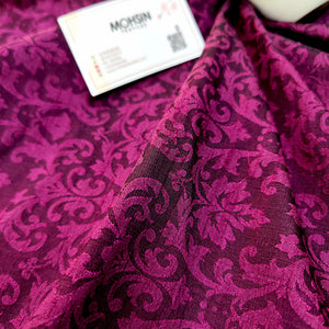 Purple Tanchoi Dupion Silk Banarasi Fabric