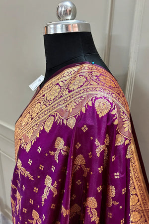 Purple Victory Katan Silk Banarasi Saree