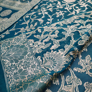 Teal Pure Khaddi Georgette Chiffon Banarasi Suit