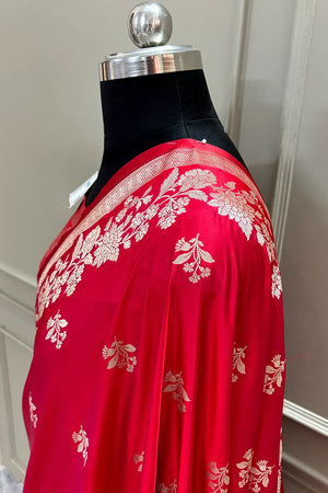 Red Golden Zari Katan Silk Banarasi Saree