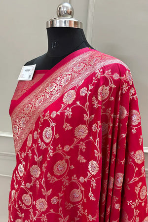 Red Golden Zari Katan Silk Banarasi Saree