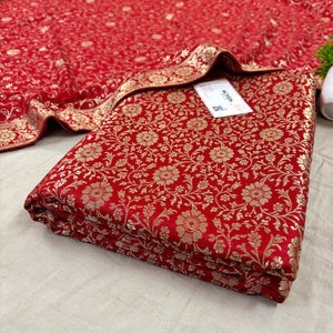 Red Golden Zari Kimkhab Silk Banarasi Gharara