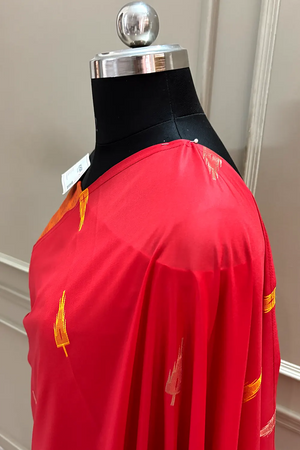 Red and Yellow Resham Zari Banarasi Silk Saree