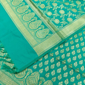 Sea Green Golden Zari Katan Silk Banarasi Suit