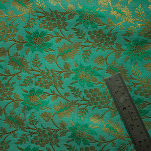 Sea Green Handloom Katan Brocade Silk Fabric