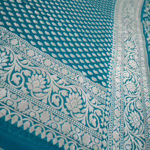 Teal Handloom Water Zari Georgette Banarasi Suit