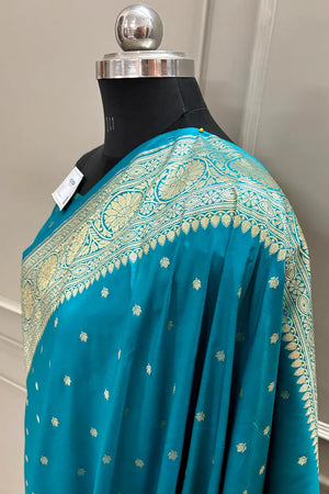 Teal Nanhikali Katan Silk Banarasi Saree