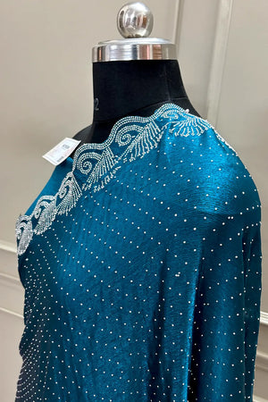 Teal Siroski Stone Jimmy Choo Saree