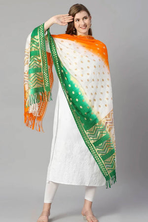 Tiranga Indian Flag Banarasi Silk Dupatta