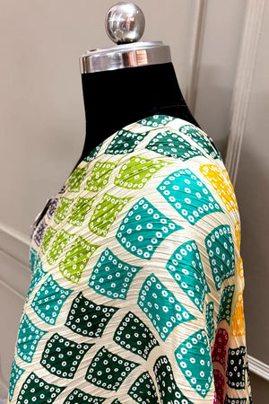 White Printed Crush Banarasi Silk Dupatta