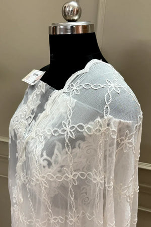 White Sequence Embroidery Net Salwar Suit