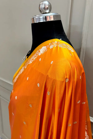 Yellow Golden Zari Katan Silk Banarasi Saree