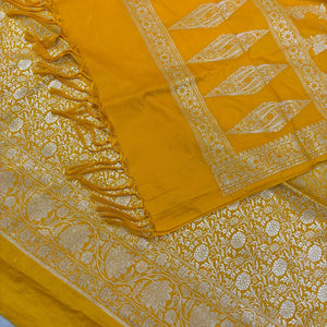 Yellow Golden Zari Katan Silk Banarasi Suit