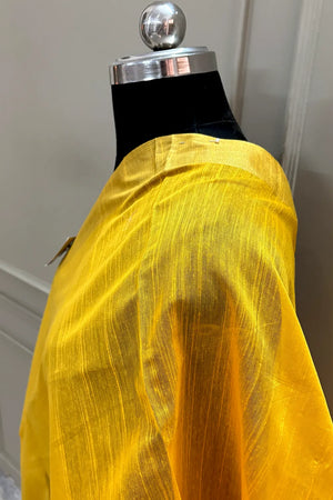 Yellow Plain Dupion Silk Banarasi Dupatta