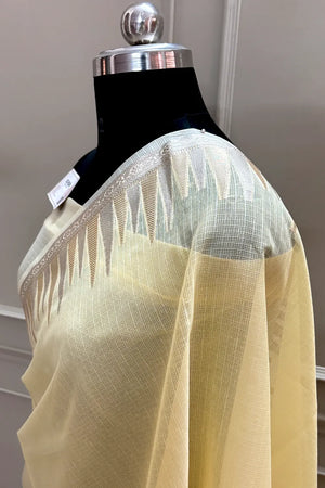 Yellow Plain Moonga Check Silk Saree