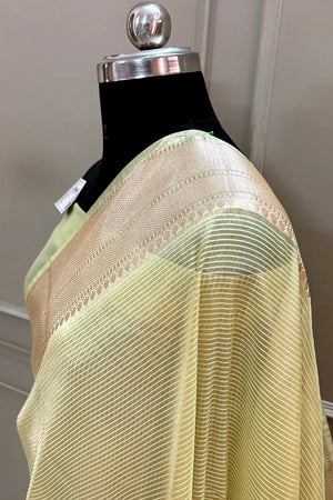 Yellow Zari Tissue Silk Banarasi Saree
