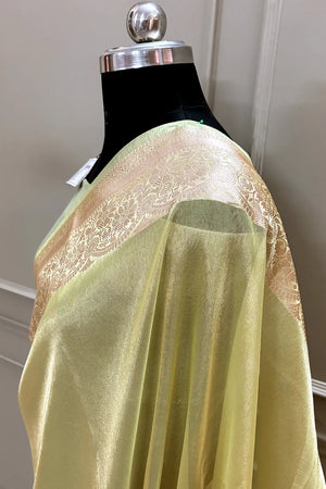 Yellow Zari Tissue Silk Banarasi Saree