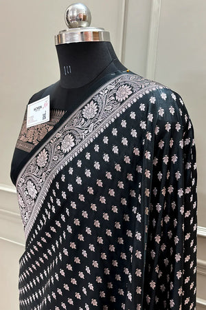 Black Chunni Buti Katan Silk Banarasi Saree