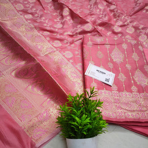 Peach Pink Meena Katan Silk Banarasi Suit