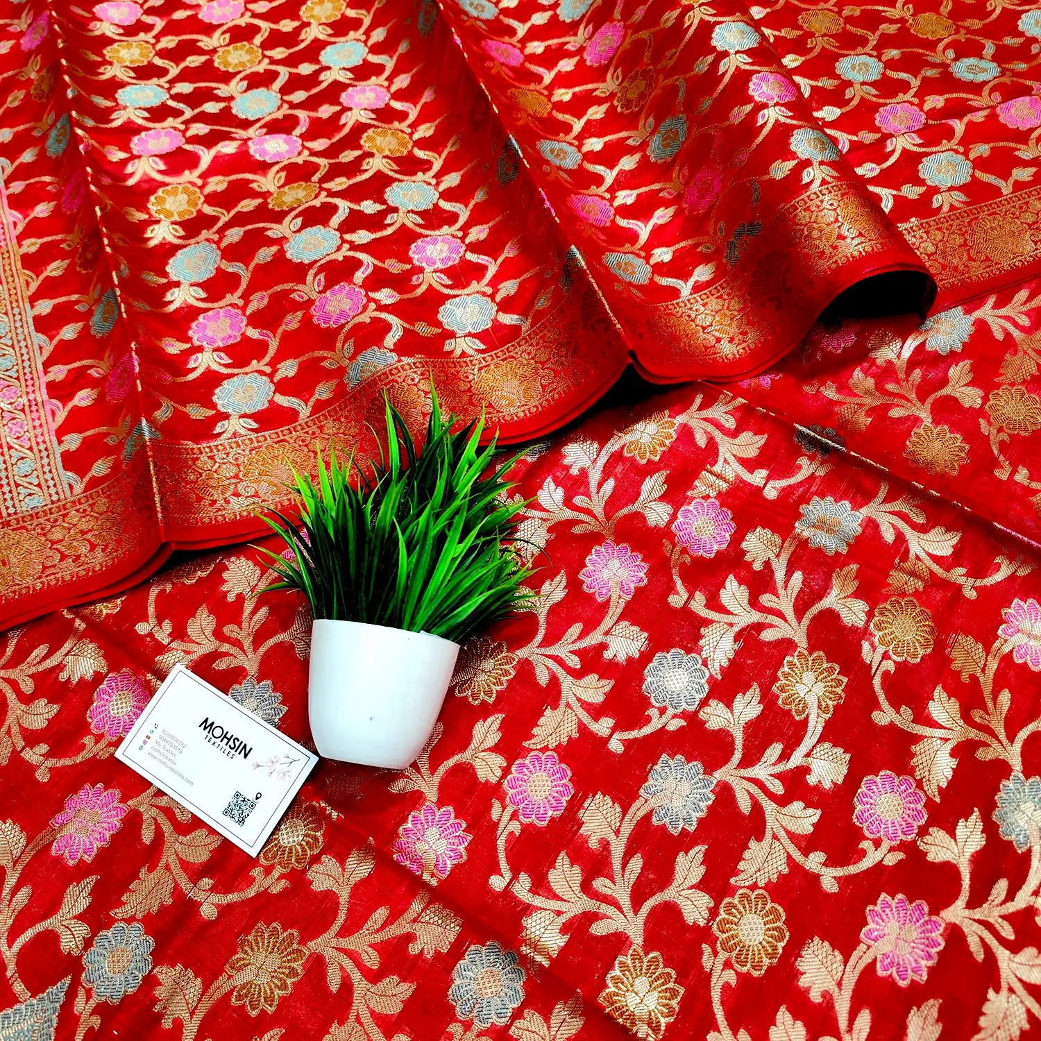 Red Tilfi Meenakari Satin Silk Banarasi Suit