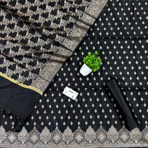 Black Golden Zari Banarasi Silk Suit