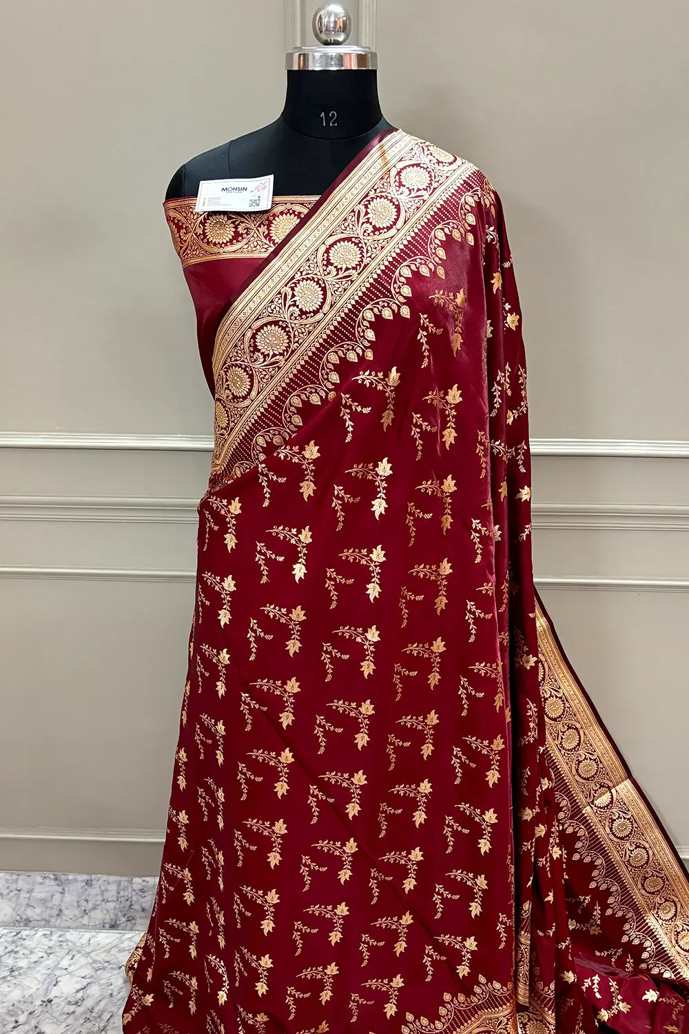 Maroon Floranza Katan Silk Banarasi Saree
