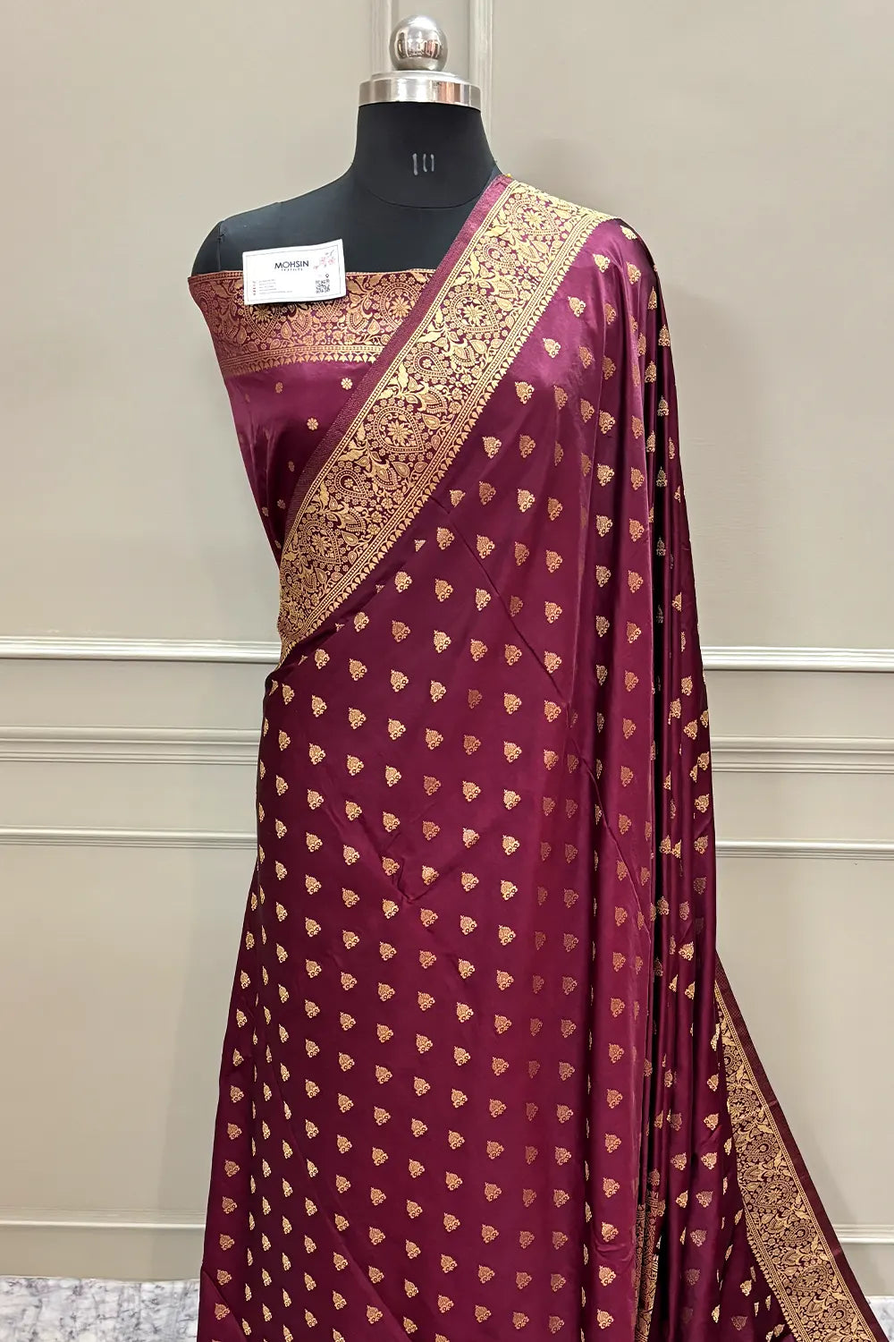 Maroon Golden Zari Katan Silk Banarasi Saree